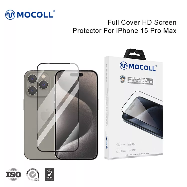 2.5D Full Cover iPhone 15 Pro Max (Black edges)